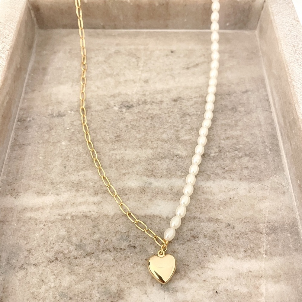 925 Sterling Silver Gold Paperclip Necklace Pearl Dainty Choker Necklace